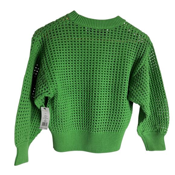 Equipment Esme Cotton Open Crochet Knit Bright Green Sweater Size XXS - Picture 9 of 11